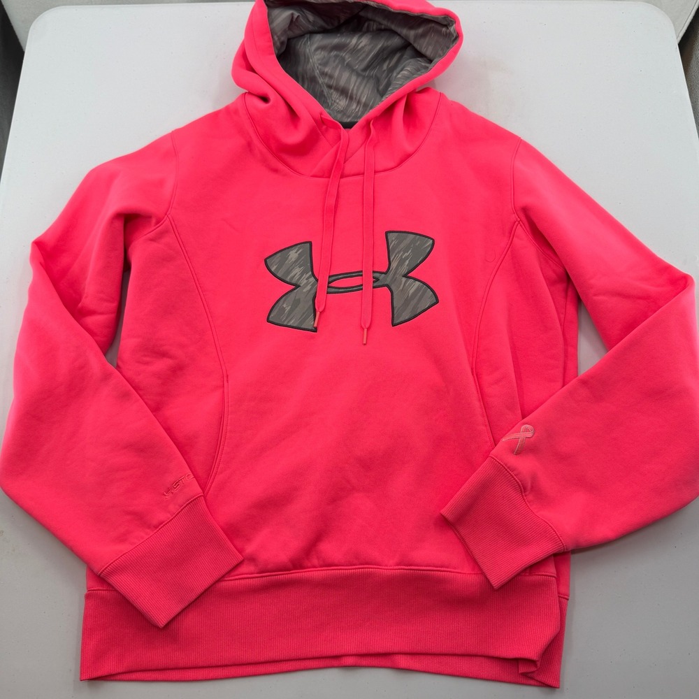 Under Armour Hoodie Womens Large Pink ColdGear Storm Breast Cancer Awareness